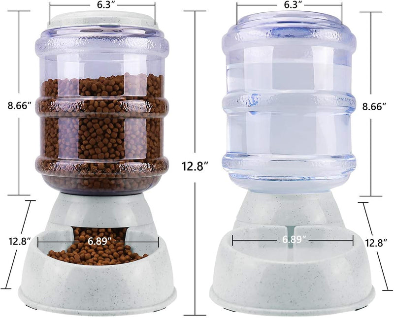 Pet Feeder Food and Water for Dogs and Cats, Automatic Water Food Dispenser, Natural Gravity Feeding Supplies for Small Dog Pets Puppy Kitten Rabbit Bunny