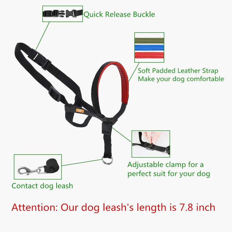 wintchuk Dog Head Collar with Padded Leather, Head Harness Stops Dog Pulling, Head Leash