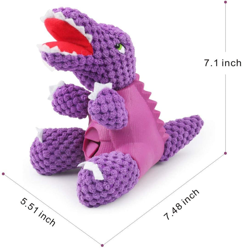 Squeaky Dog Toys Dog Chew Toy for Aggressive Chewer Dinosaur Plush Dog Treat Dispensing Toy Interactive Boredom Play Pet Dog Cat Chew Toy for Small Medium Large Breed