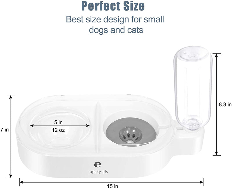 Double Dog Cat Bowls Pet Automatic Water Dispenser Detachable Dog Glass Feeder Bowl No-Spill Pet Food Water Bowls for Cats and Small Dog