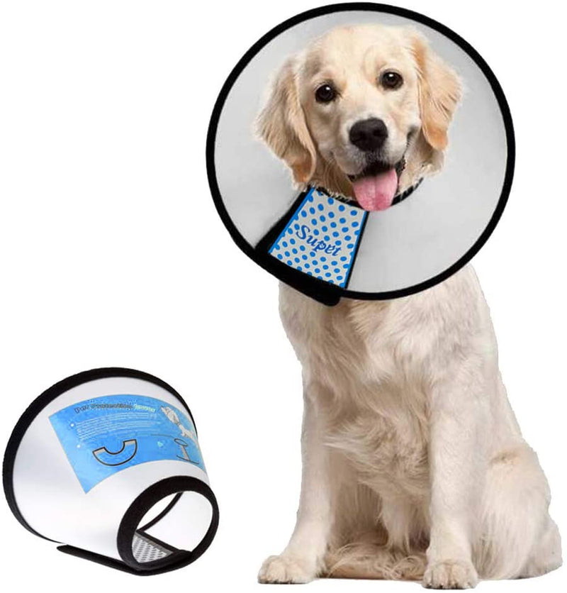 Dog Cone Adjustable Pet Cone Pet Recovery Collar Comfy Pet Cone Collar Protective Collar for After Surgery Anti-Bite Lick Wound Healing Safety Practical Plastic E-Collar for Dogs and Cats