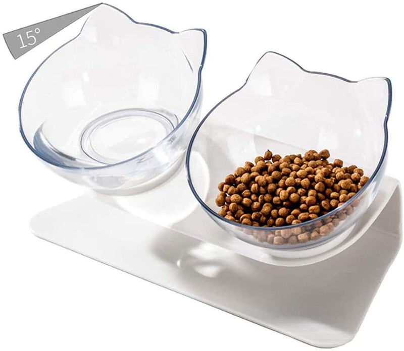 Pet Food Water Feeder Bowl, 15° Tilted Pet Bowl Stress-Free Suit for Cats Small Dogs