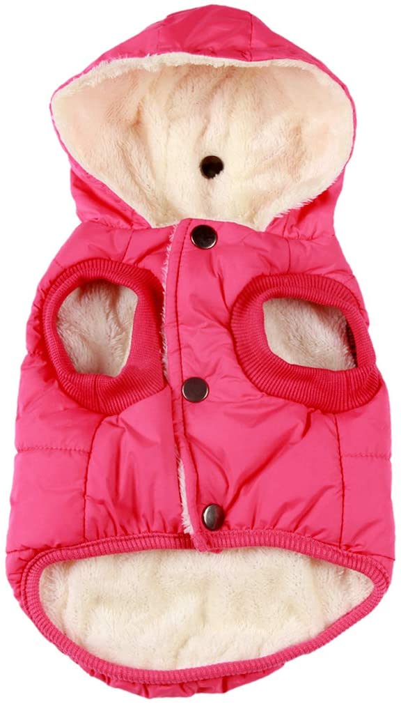 Fleece and Cotton Lining Extra Warm Dog Hoodie in Winter,Small Dog Jacket Puppy Coats with Hooded