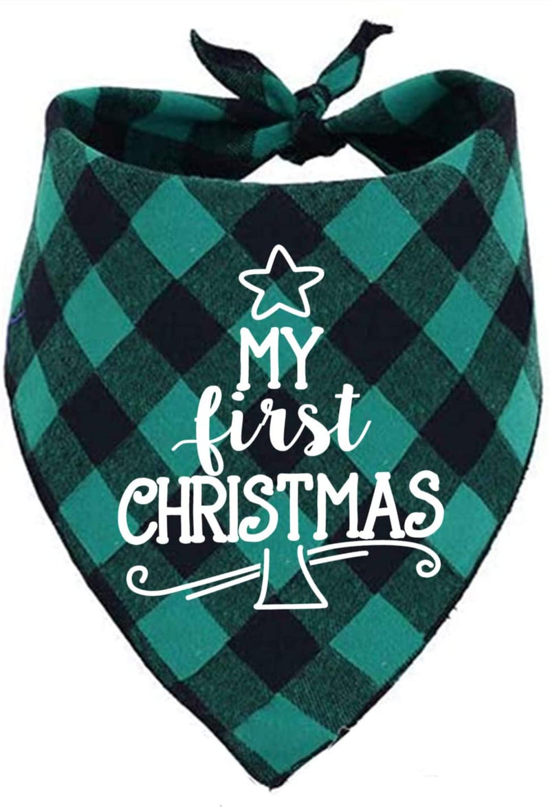 Dog First Christmas Bandana,Red Plaid Xmas Puppy Scarf