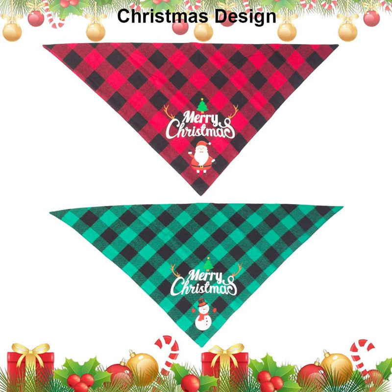 Dog Bandana Christmas Classic Plaid Pet Santa Snowman Pet Cats Pets