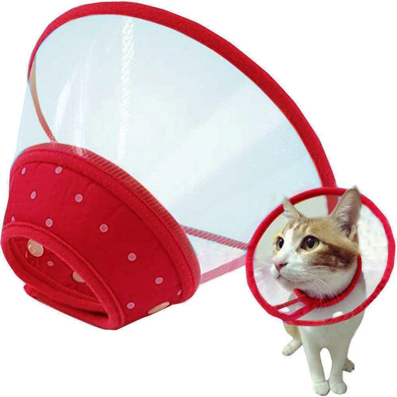 Pet Plastic Clear Cone Recovery E-Collar with Dots Design Soft Edge for Small Dogs & Cats