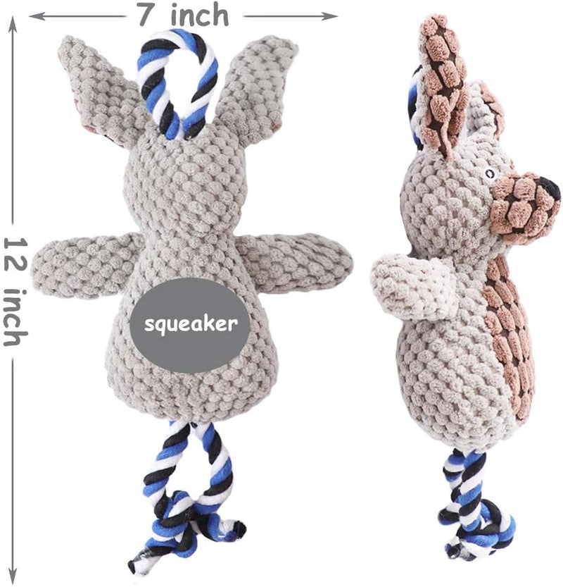 Squeaky Dog Toys Plush with Rope, Dog Soft Puppy Toys Squeaker, Chew Toys for Pets