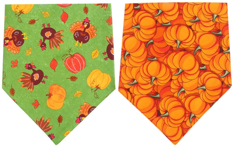 2 Pack Thanksgiving Dog Cats Bandana Scarf Pets Accessories