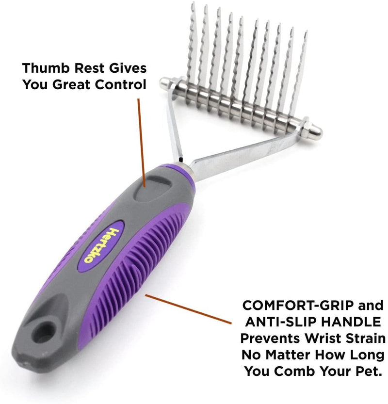 Dog Grooming Comb Hair Removal Rake Kitten Brush Non-Slip Handle Cat