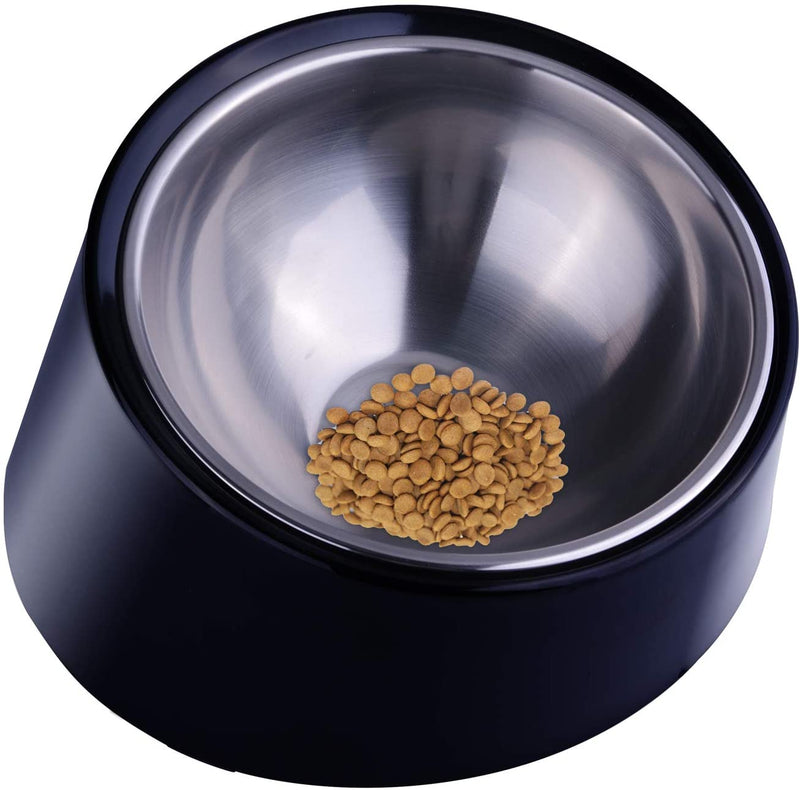 Mess Free 15° Slanted Bowl for Dogs and Cats, Tilted Angle Bulldog Bowl Pet Feeder, Non-Skid & Non-Spill, Easier to Reach Food