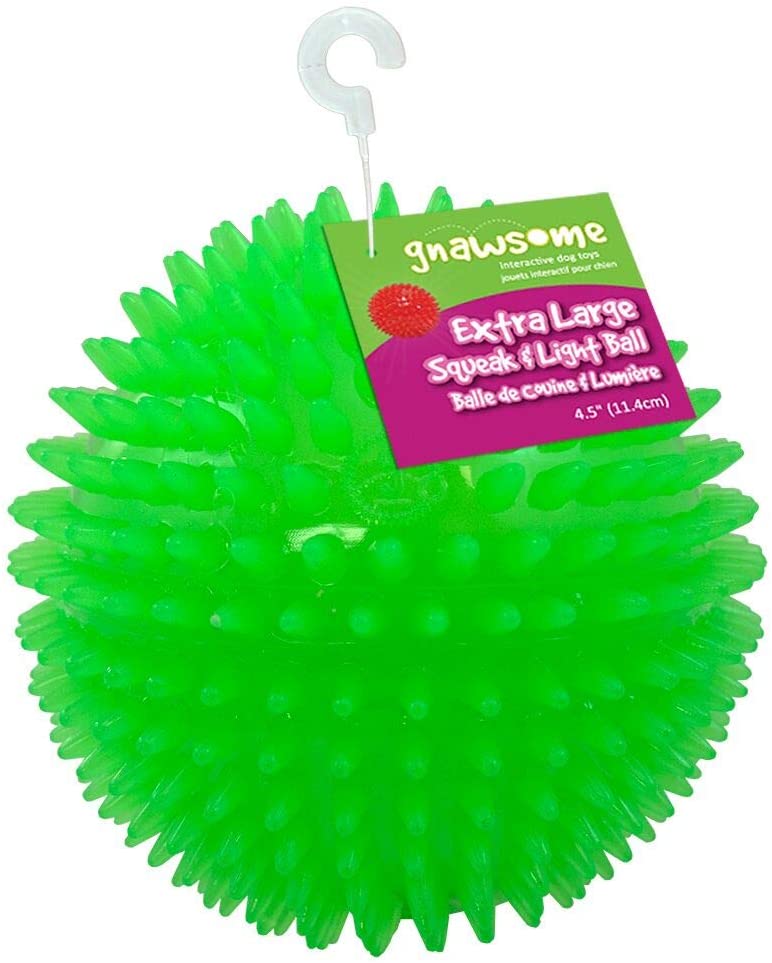 4.5” Spiky Squeak Light Ball Dog Toy Extra Large Pet Cleans Teeth  Promotes Dental