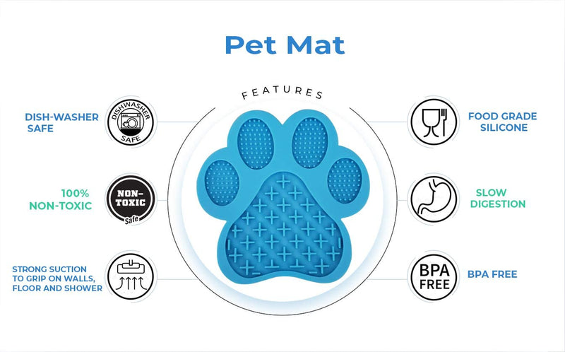 Mat for Dogs | Slow Feeder | Dog Lick Mat for Anxiety | Dog Lick Pad for Treats & Grooming | Use in Shower and Bath With Super Suction Cup Holds on Wall and Floor | Great for Pet Training