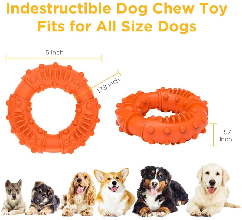 Durable Dog Chew Toy - Toughest Natural Rubber - Texture Nub Dog Toys for All Aggressive Chewers Large Dogs Puppy - Fun to Chew, Dental Care, Training, Teething