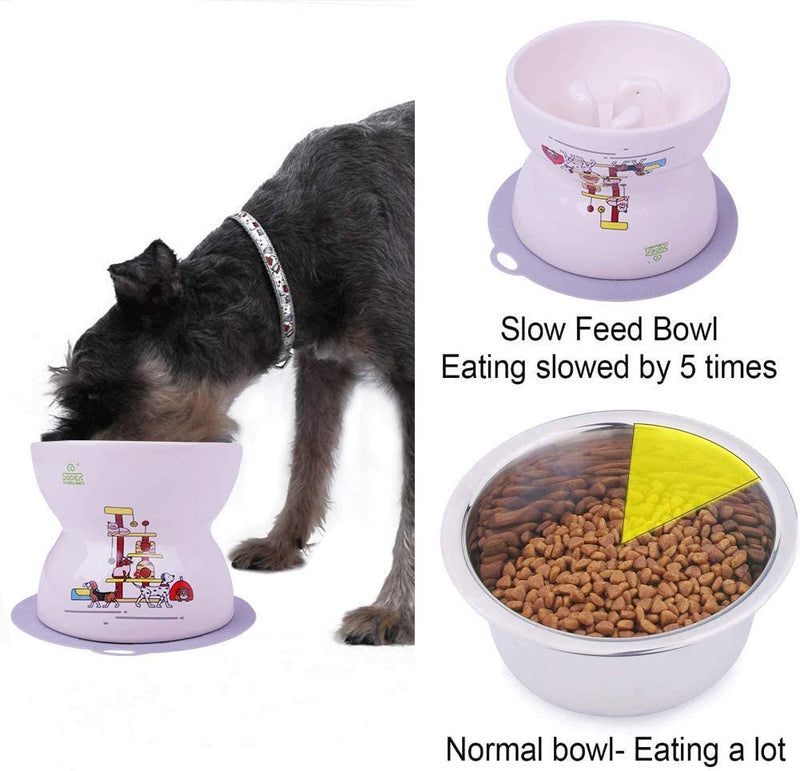 Ceramics Raised Slow Feeder Dog Bowl Porcelain Elevated Dog Feeder