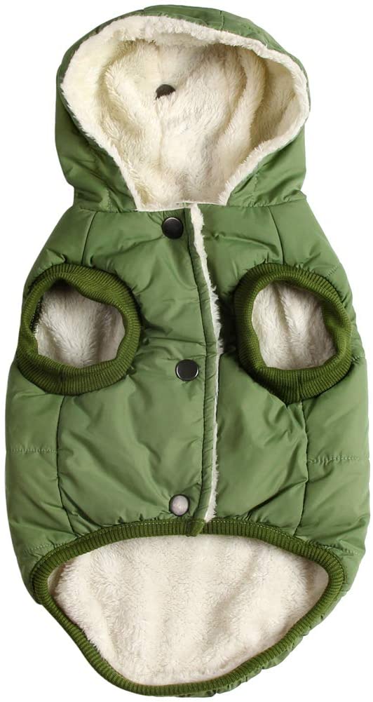 Fleece and Cotton Lining Extra Warm Dog Hoodie in Winter,Small Dog Jacket Puppy Coats with Hooded