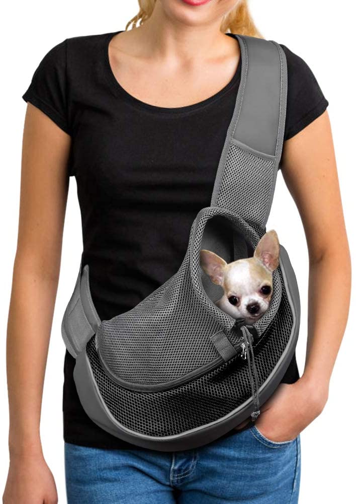 Pet Dog Sling Carrier Breathable Mesh Travel Safe Sling Bag Carrier for Dogs Cats