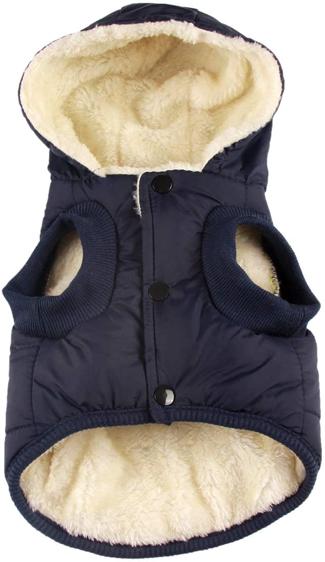 Fleece and Cotton Lining Extra Warm Dog Hoodie in Winter,Small Dog Jacket Puppy Coats with Hooded