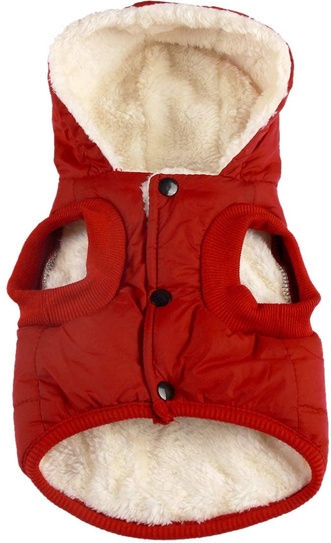 Fleece and Cotton Lining Extra Warm Dog Hoodie in Winter,Small Dog Jacket Puppy Coats with Hooded