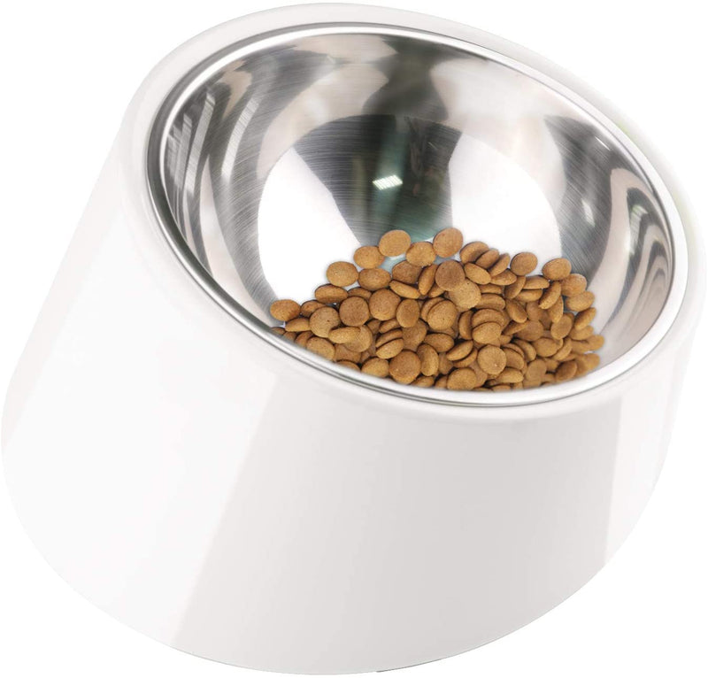 Mess Free 15° Slanted Bowl for Dogs and Cats, Tilted Angle Bulldog Bowl Pet Feeder, Non-Skid & Non-Spill, Easier to Reach Food