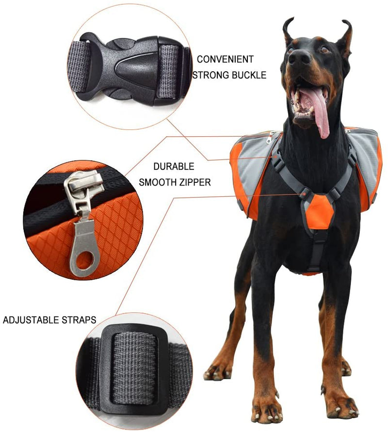 Dog Saddlebags Pack Hound Travel Camping Hiking Backpack Saddle Bag for Small Medium Large Dogs