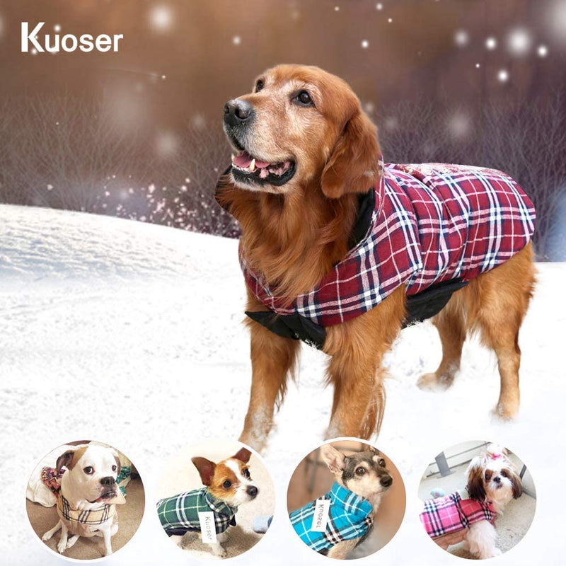 Cozy Waterproof Reversible British Style Plaid Dog Vest Winter Coat Warm Dog Apparel