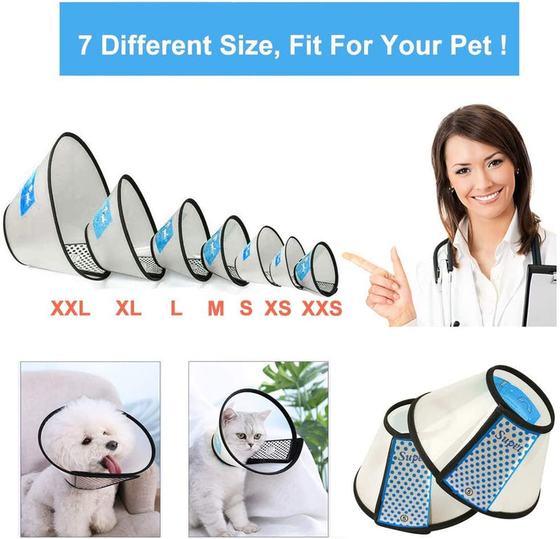 Dog Cone Adjustable Pet Cone Pet Recovery Collar Comfy Pet Cone Collar Protective Collar for After Surgery Anti-Bite Lick Wound Healing Safety Practical Plastic E-Collar for Dogs and Cats