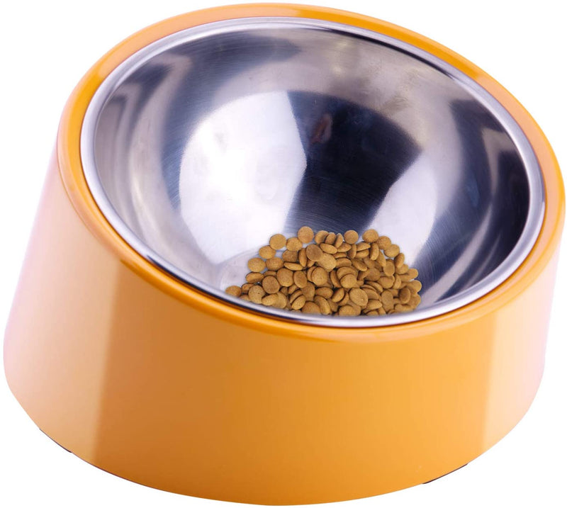 Mess Free 15° Slanted Bowl for Dogs and Cats, Tilted Angle Bulldog Bowl Pet Feeder, Non-Skid & Non-Spill, Easier to Reach Food