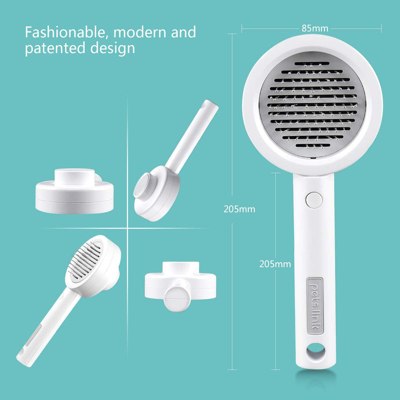 Pet Slicker Brush Self Cleaning Brush for Dogs Pet Comb for Grooming Deshedding Retractable Stainless Steel Pins Brush without Hurting Suitable for Curly & Thick Fur and Long Fur Dogs and Cats