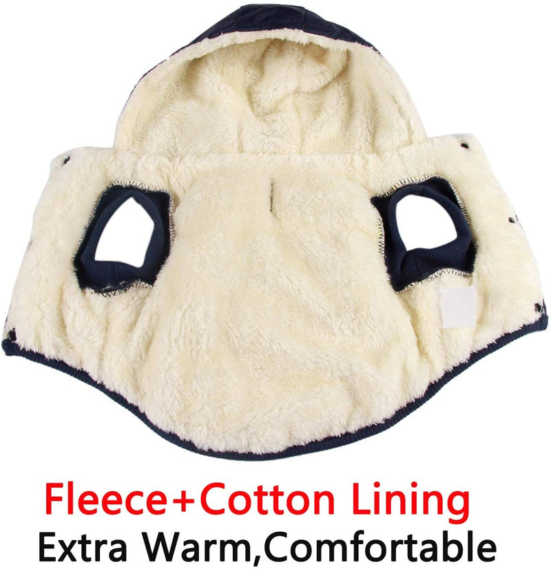 Fleece and Cotton Lining Extra Warm Dog Hoodie in Winter,Small Dog Jacket Puppy Coats with Hooded