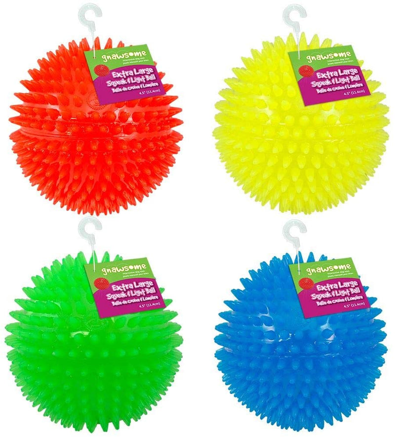 4.5” Spiky Squeak Light Ball Dog Toy Extra Large Pet Cleans Teeth  Promotes Dental