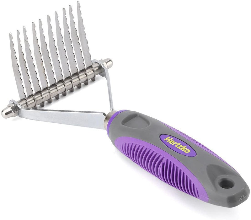 Dog Grooming Comb Hair Removal Rake Kitten Brush Non-Slip Handle Cat