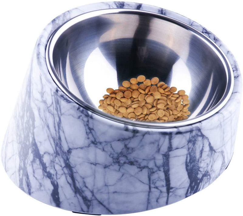 Mess Free 15° Slanted Bowl for Dogs and Cats, Tilted Angle Bulldog Bowl Pet Feeder, Non-Skid & Non-Spill, Easier to Reach Food