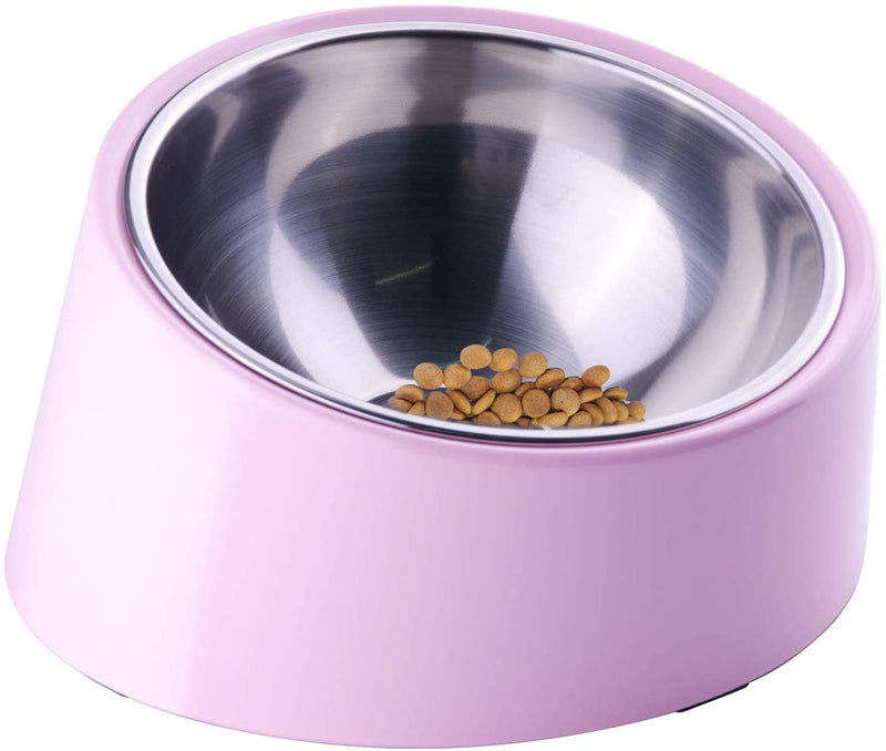 Mess Free 15° Slanted Bowl for Dogs and Cats, Tilted Angle Bulldog Bowl Pet Feeder, Non-Skid & Non-Spill, Easier to Reach Food