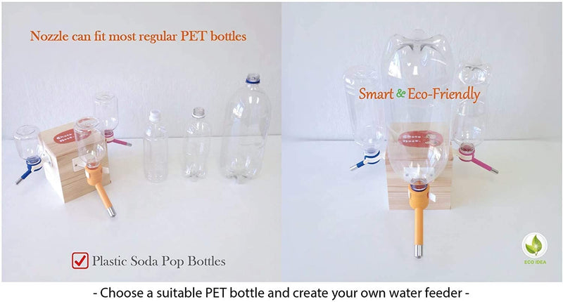 Small Animals Wire Cage Dispenser Waterer U.S Patent Leak-Proof Nozzle Pets Crate Drinker Bunny Rabbits Ferrets Hamsters Critters BPA-Free