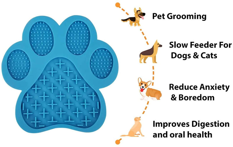 Mat for Dogs | Slow Feeder | Dog Lick Mat for Anxiety | Dog Lick Pad for Treats & Grooming | Use in Shower and Bath With Super Suction Cup Holds on Wall and Floor | Great for Pet Training