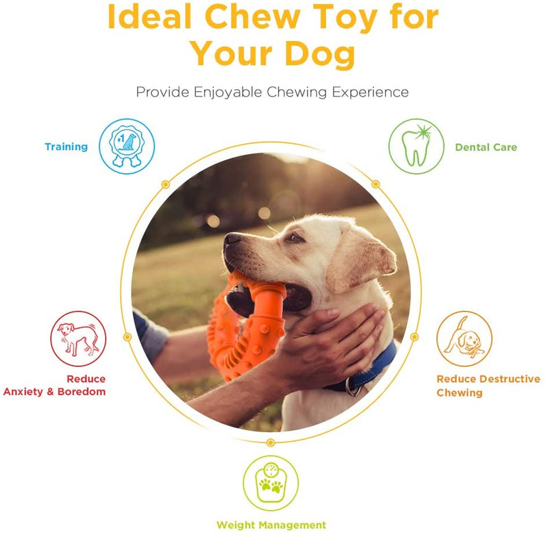 Durable Dog Chew Toy - Toughest Natural Rubber - Texture Nub Dog Toys for All Aggressive Chewers Large Dogs Puppy - Fun to Chew, Dental Care, Training, Teething