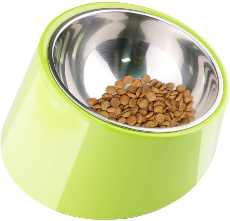 Mess Free 15° Slanted Bowl for Dogs and Cats, Tilted Angle Bulldog Bowl Pet Feeder, Non-Skid & Non-Spill, Easier to Reach Food