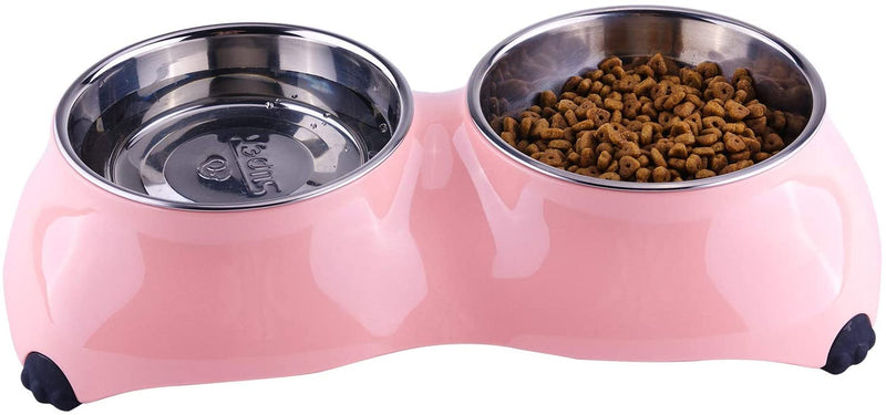 Dog Cat Bowls Melamine Stand Stainless Steel Pet Bowls for Small Medium Large Dogs and Cats