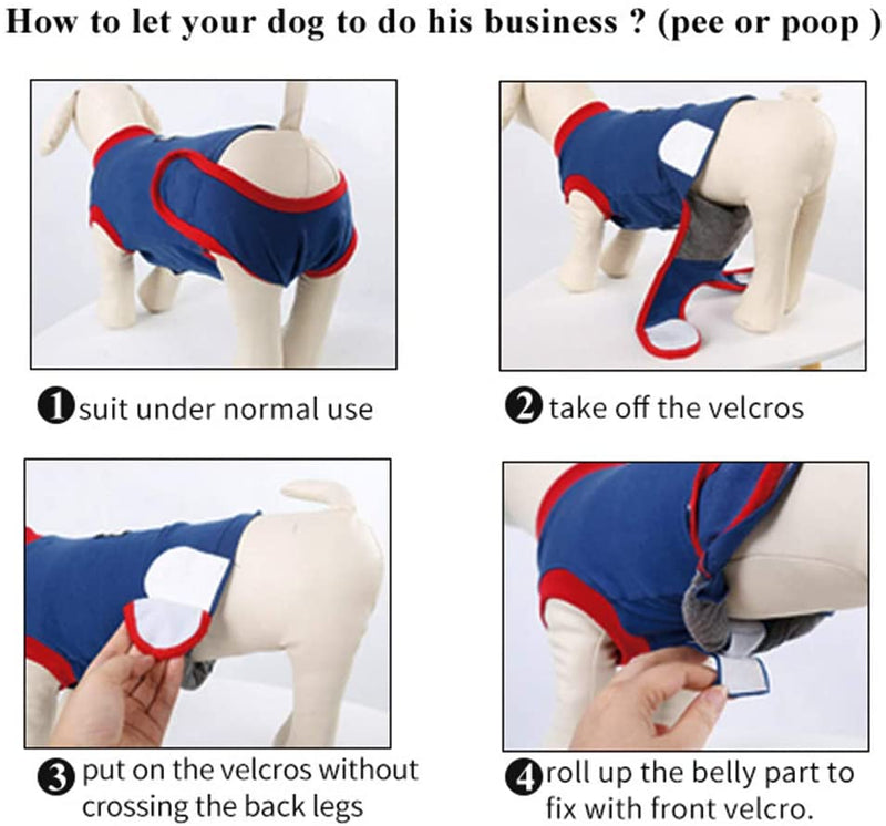 Recovery Suit for Dogs Cats After Surgery, Recovery Shirt for Male Female Dog Abdominal Wounds Bandages Cone E-Collar Alternative, Anti-Licking Pet Surgical Recovery Snuggly Suit, Soft Fabric Onesie