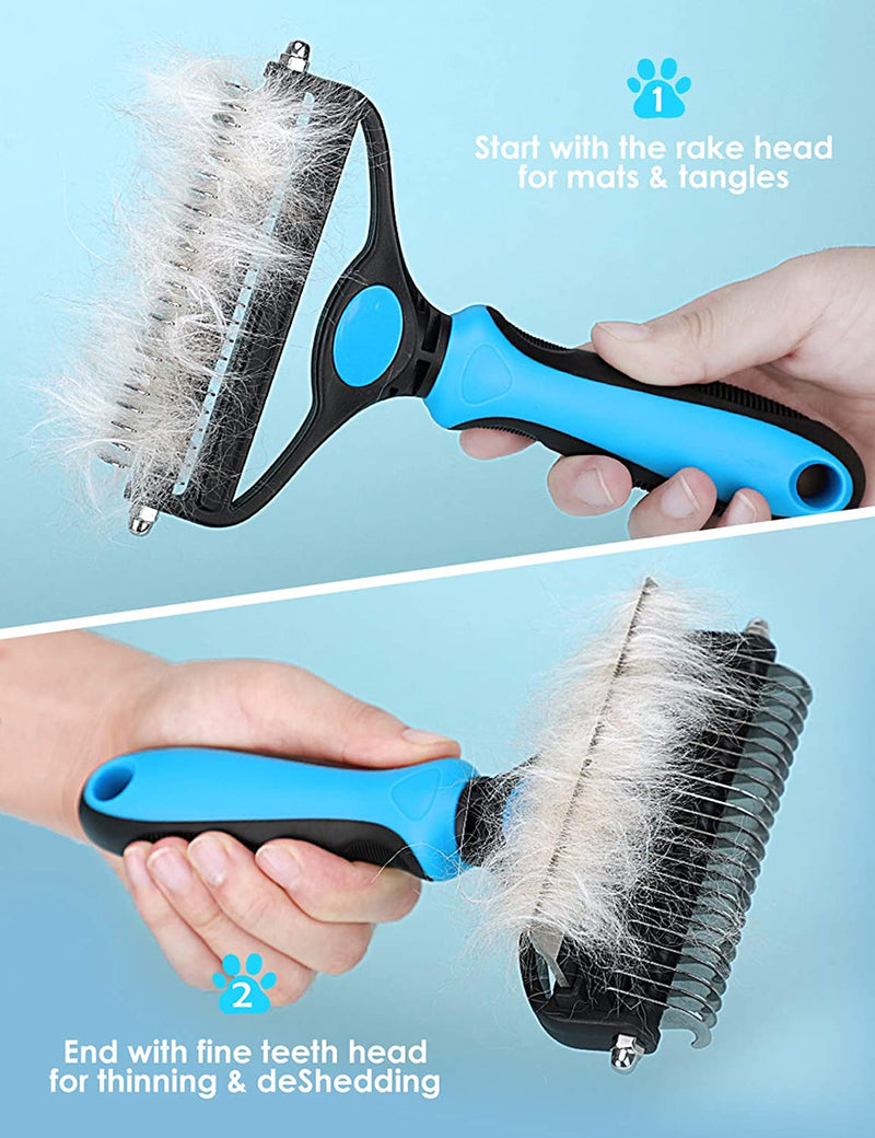 Pet Grooming Brush for Dogs/Cats, 2 in 1 Deshedding Tool & Undercoat Rake Dematting Comb for Mats & Tangles Removing, Reduces Shedding by up to 95%, Great for Short to Long Hair Small Large Breeds