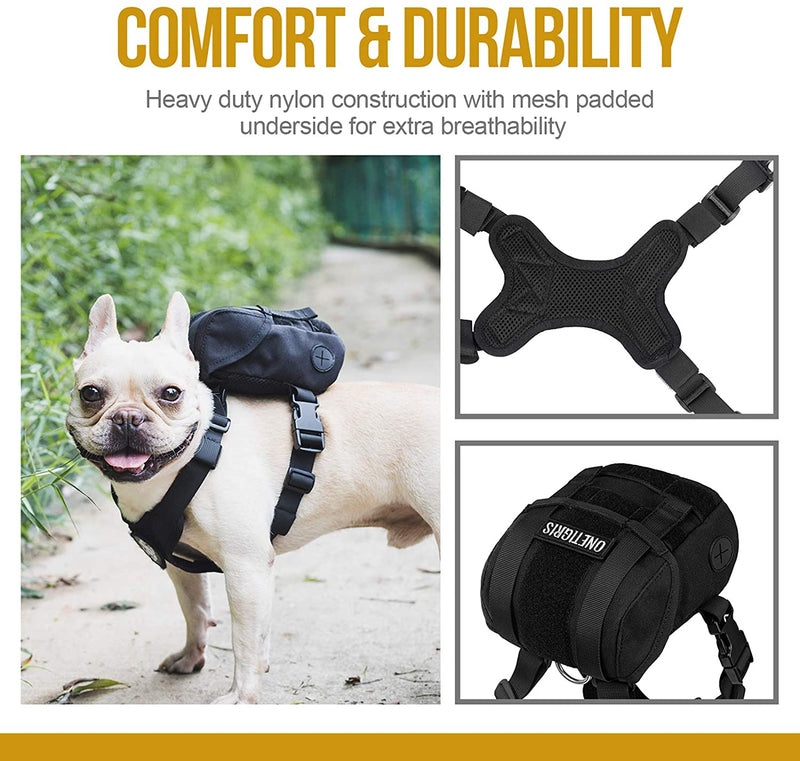 Dog Pack, K9 Backpack Durable Small Medium Dog Pack with Litter Bag Exit for Camping Hiking Daily Walking