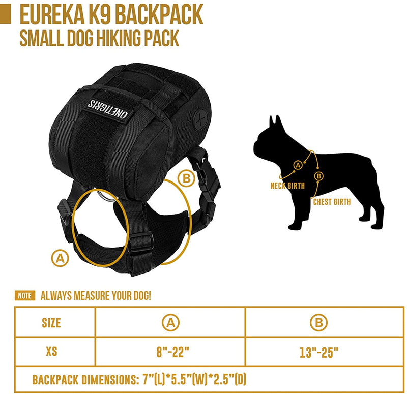 Dog Pack, K9 Backpack Durable Small Medium Dog Pack with Litter Bag Exit for Camping Hiking Daily Walking