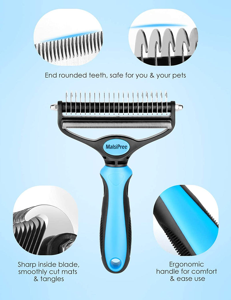 Pet Grooming Brush for Dogs/Cats, 2 in 1 Deshedding Tool & Undercoat Rake Dematting Comb for Mats & Tangles Removing, Reduces Shedding by up to 95%, Great for Short to Long Hair Small Large Breeds