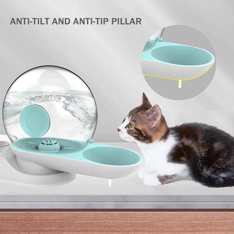 Dog Cat Bowls, Water and Food Set Pet Automatic Water Dispenser Detachable Stainless Steel No-Spill Pet Food Water Bowls for Cats and Small Dog 2.8L