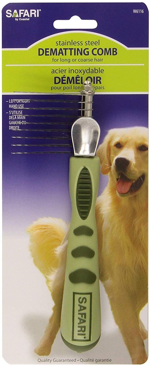 Dog De-Matting Comb, Stainless Steel with Soft Handle, (1-Pack)