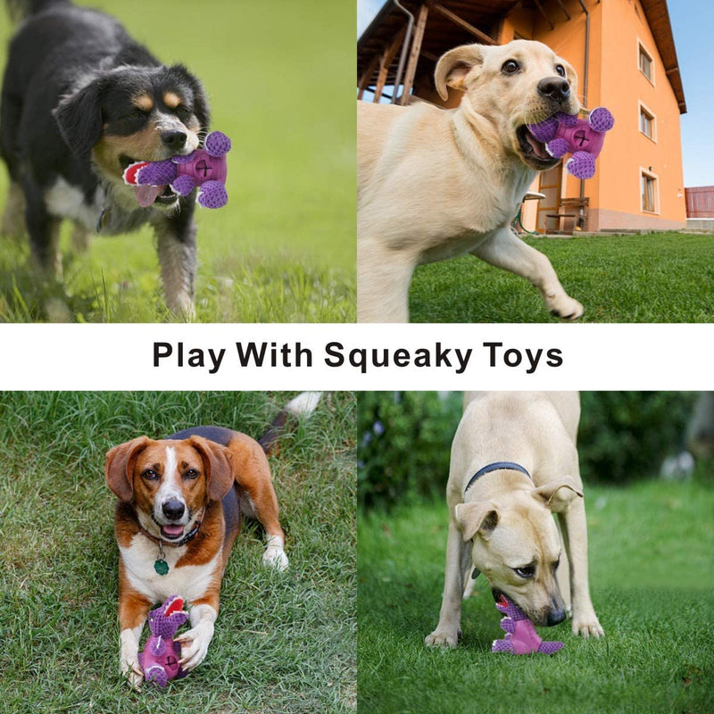 Squeaky Dog Toys Dog Chew Toy for Aggressive Chewer Dinosaur Plush Dog Treat Dispensing Toy Interactive Boredom Play Pet Dog Cat Chew Toy for Small Medium Large Breed