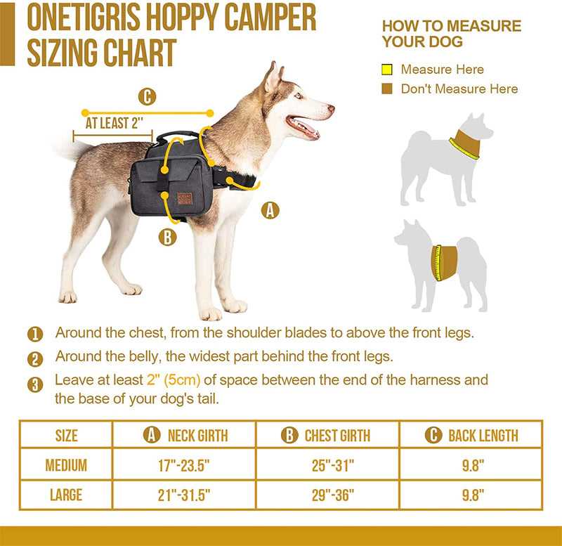 Dog Pack Hound Travel Camping Hiking Backpack Saddle Bag Rucksack for Medium & Large Dog