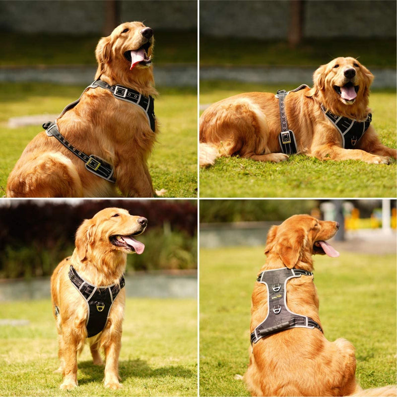 Dog Harness with Handle Adjustable Reflective Pet Harness Vest Easy Control for Small Medium Large Dogs Training Walking Hiking Black