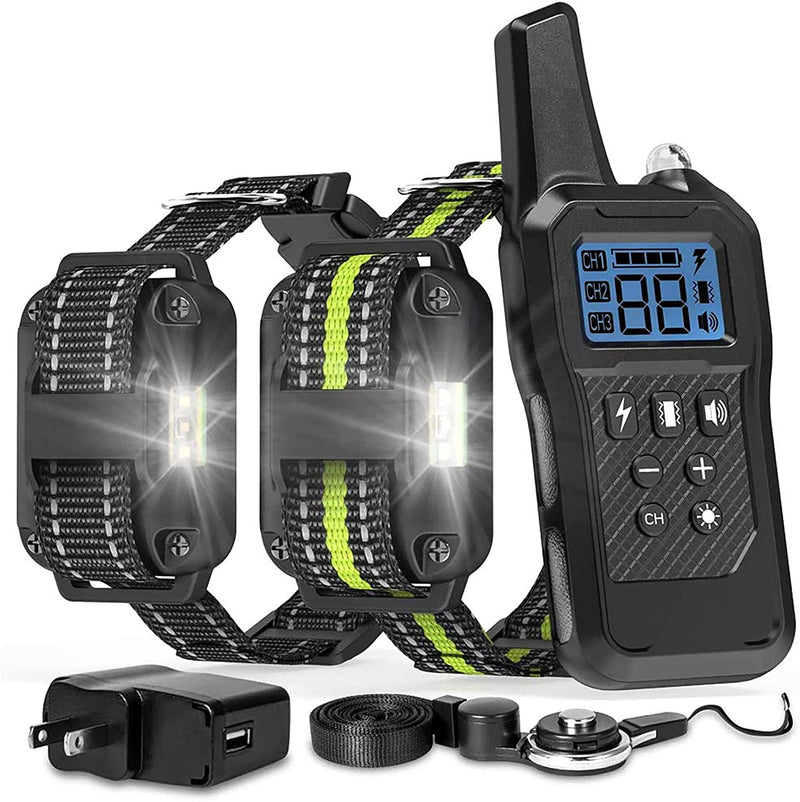 Dog Training Collar, 2600ft Range Dog Shock Collar Waterproof Shock Collar for 2 Dogs with 4 Training Modes Light Static Shock Vibration Beep