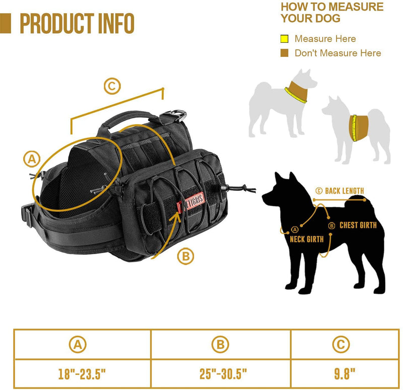 Dog Pack with Padded Handle  Hound Dog Saddle Bag Backpack for Travel Camping